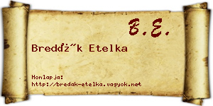 Bredák Etelka névjegykártya